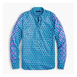 J Crew Layered Block Print Floral Popover Shirt‎ Blouse Women sz XS 0 2 AN769